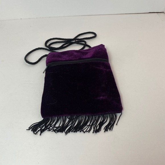 Jorge Par Velasquez Purple Velvet Floral Embroidered Crossbody Bag Guatemala - Picture 6 of 6